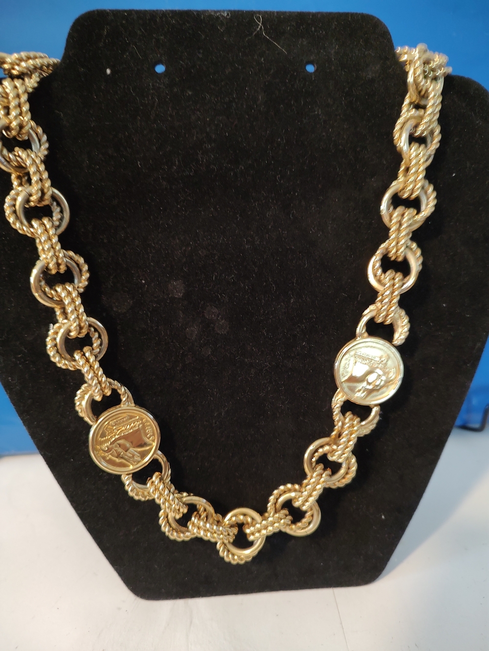 Gold-Tone Coin Link Statement Necklace